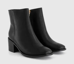 Abi Mid Heel Square Toe Block Heel Ankle Boots