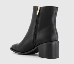Abi Mid Heel Square Toe Block Heel Ankle Boots