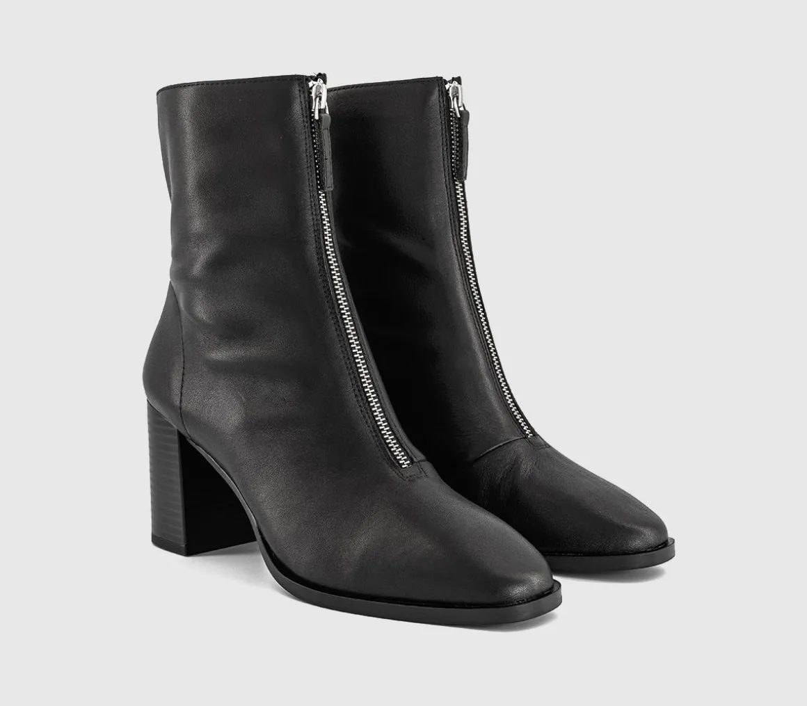 Aiden Front Zip Block Heel Boots