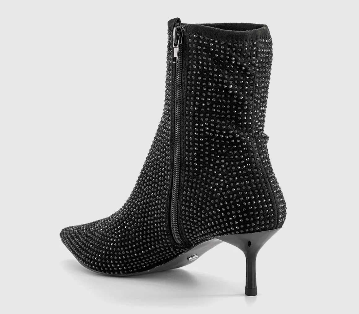 Amaze Embellished Kitten Heel Ankle Boots
