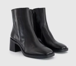 Annabella Square Toe Leather Block Heel Boots