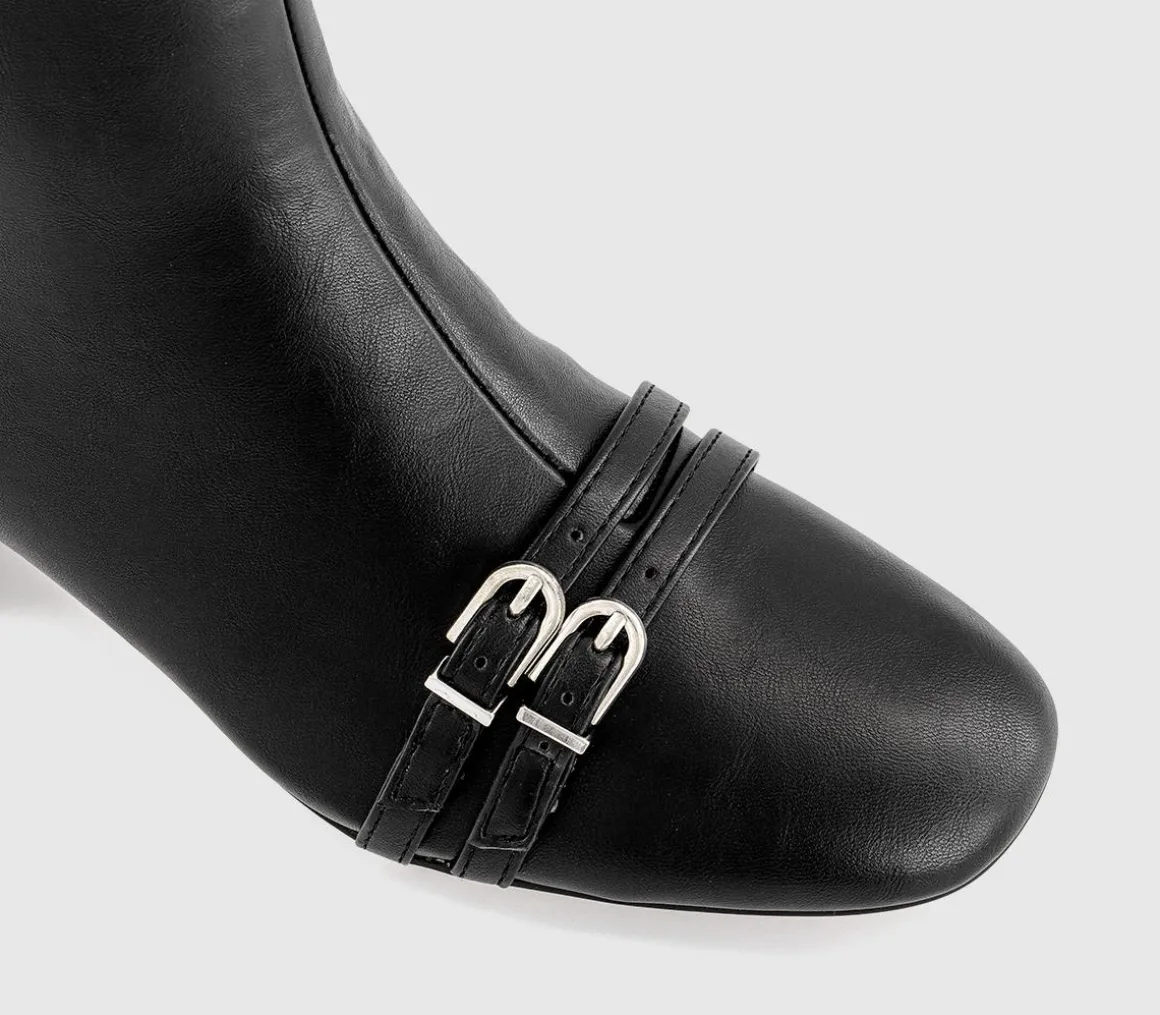 Aris Block Heel Buckle Detail Boots