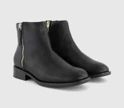 Aubrey Zip Detail Flat Ankle Boots