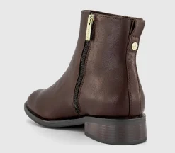 Aubrey Zip Detail Flat Ankle Boots