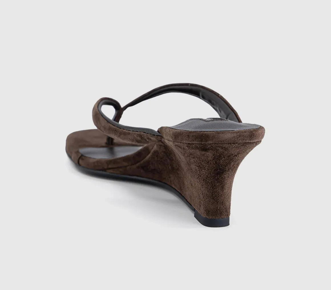 Edgy Toe Post Wedge Heels