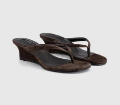 Edgy Toe Post Wedge Heels
