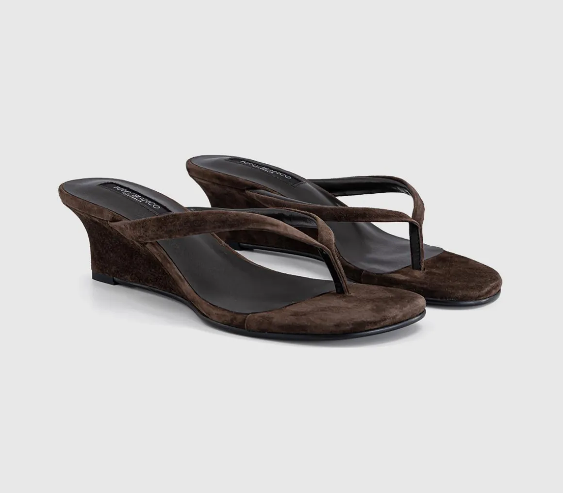 Edgy Toe Post Wedge Heels
