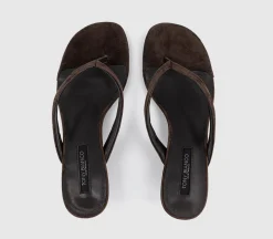 Edgy Toe Post Wedge Heels