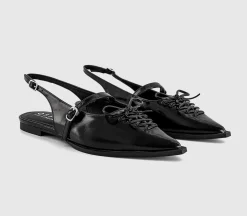Fantasy - Lace Up Detail Pointed Slingback Flats