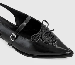 Fantasy - Lace Up Detail Pointed Slingback Flats
