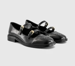Farah Brogue Detail Double Strap Mary Janes