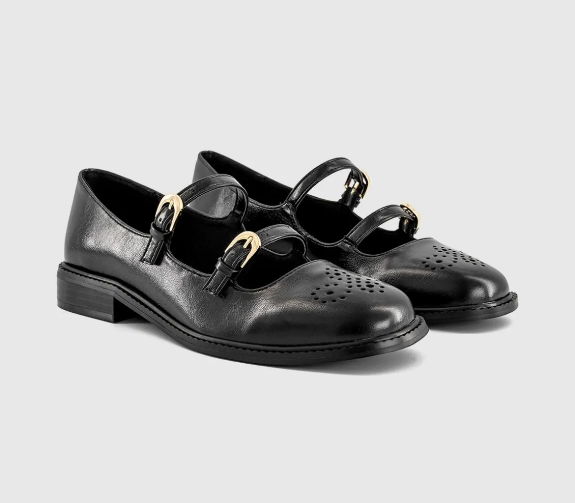 Farah Brogue Detail Double Strap Mary Janes