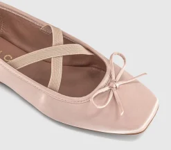 Fate Elastic Cross Strap Square Toe Ballerina Flats