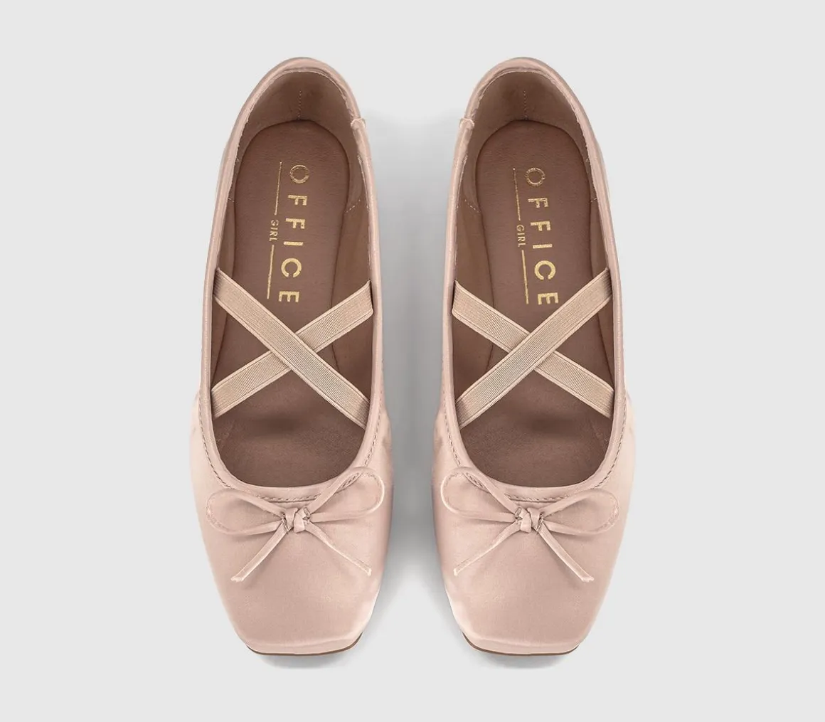 Fate Elastic Cross Strap Square Toe Ballerina Flats