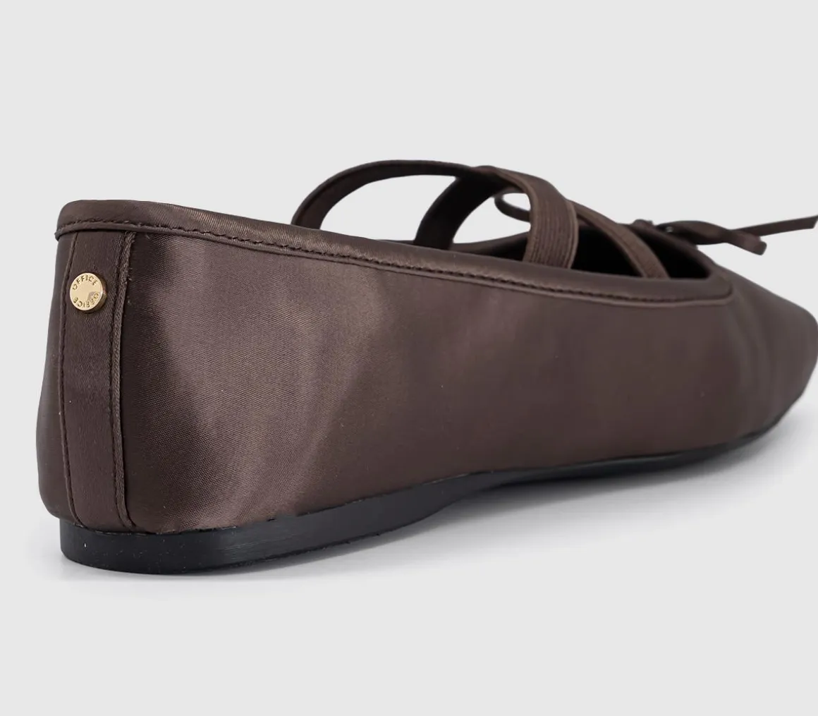 Fate Elastic Cross Strap Square Toe Ballerina Flats