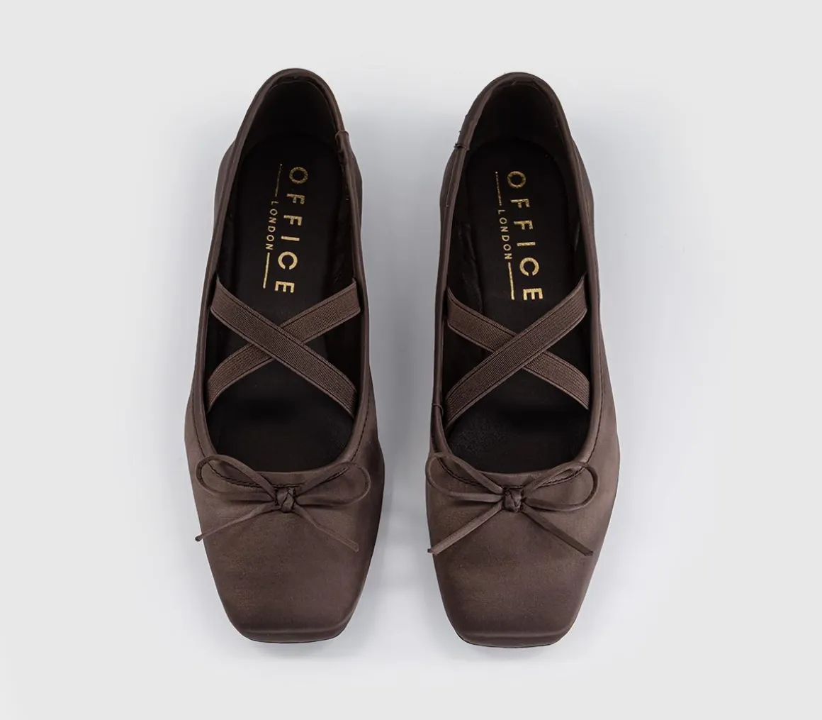 Fate Elastic Cross Strap Square Toe Ballerina Flats
