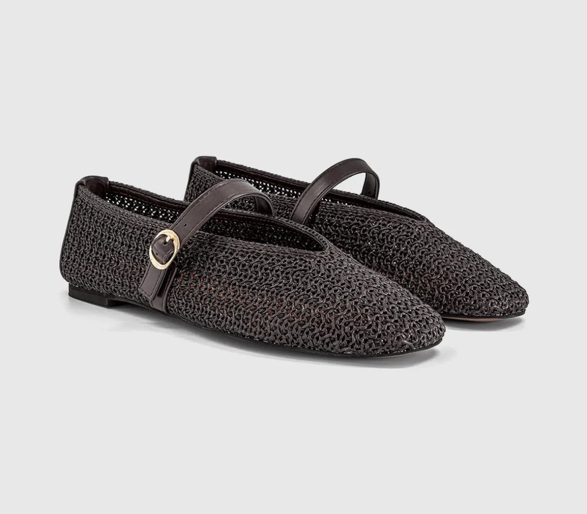 Feather Knitted Mary Jane Ballet Pumps
