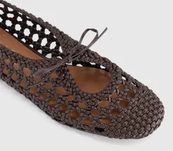 Fiore Woven Tie Up Ballerina Flats