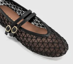 Flirting Woven Mesh Mary Jane Ballet Flats