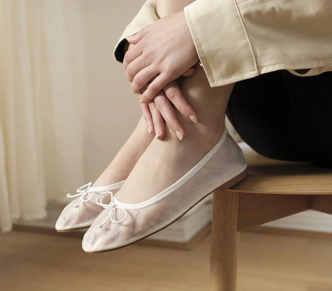 Flutter Mesh Bow Ballerina Flats