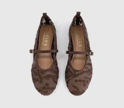 Forest Embroidered Mary Janes Ballet Pumps