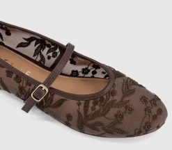 Forest Embroidered Mary Janes Ballet Pumps