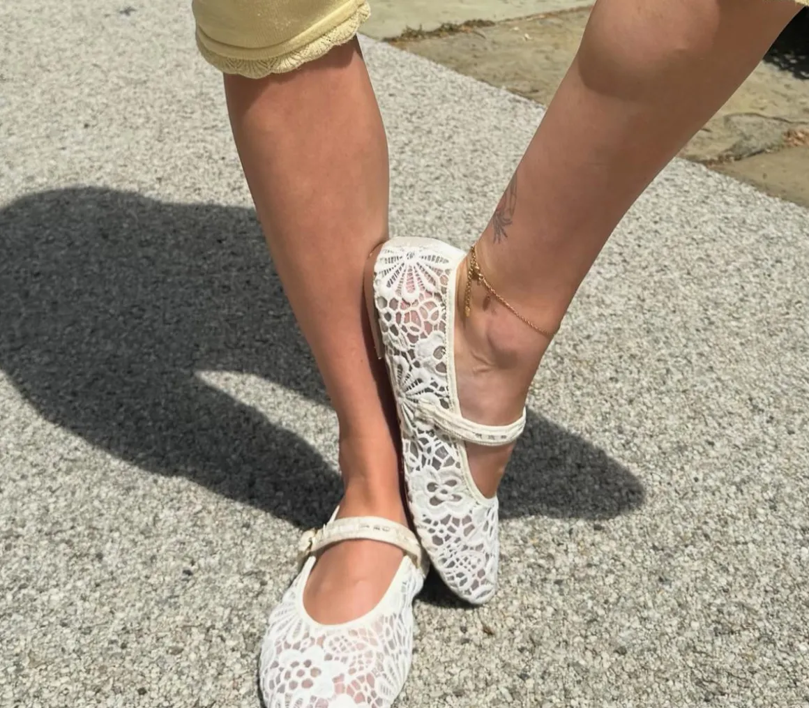 Forget Me Not Crochet Mary Jane Ballerinas