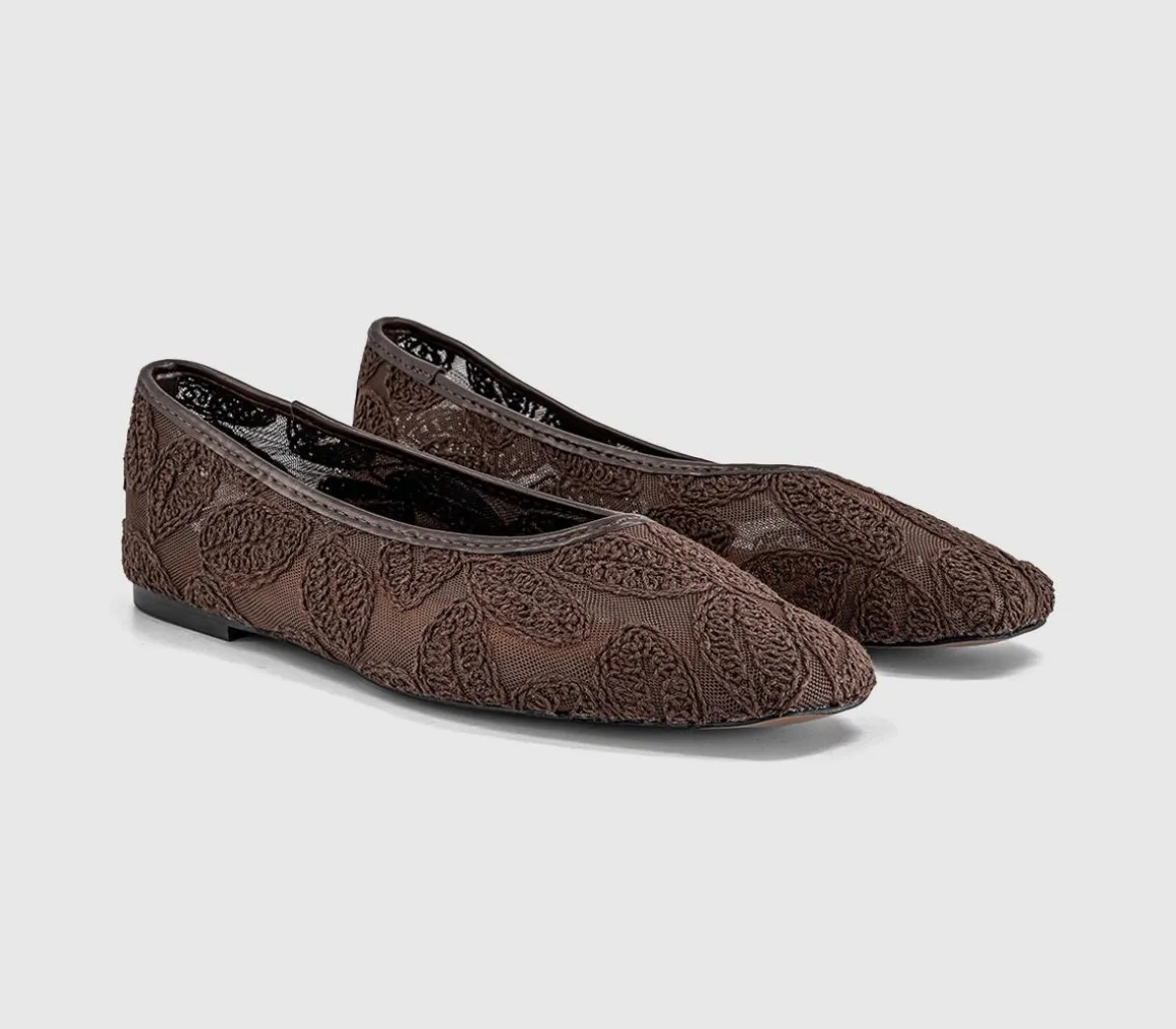 Foxglove Embroidered Leaf Print Ballet Pumps