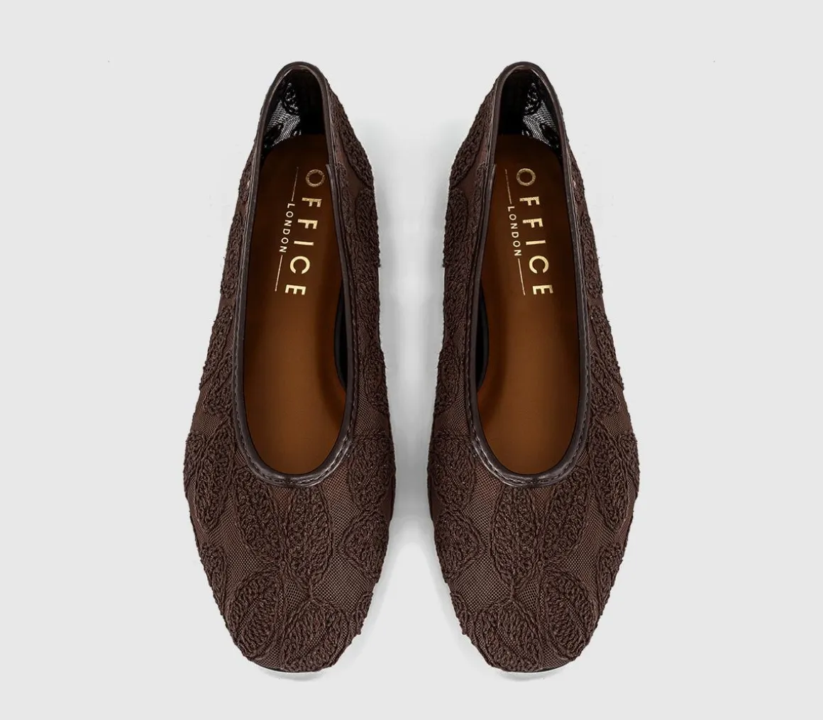Foxglove Embroidered Leaf Print Ballet Pumps
