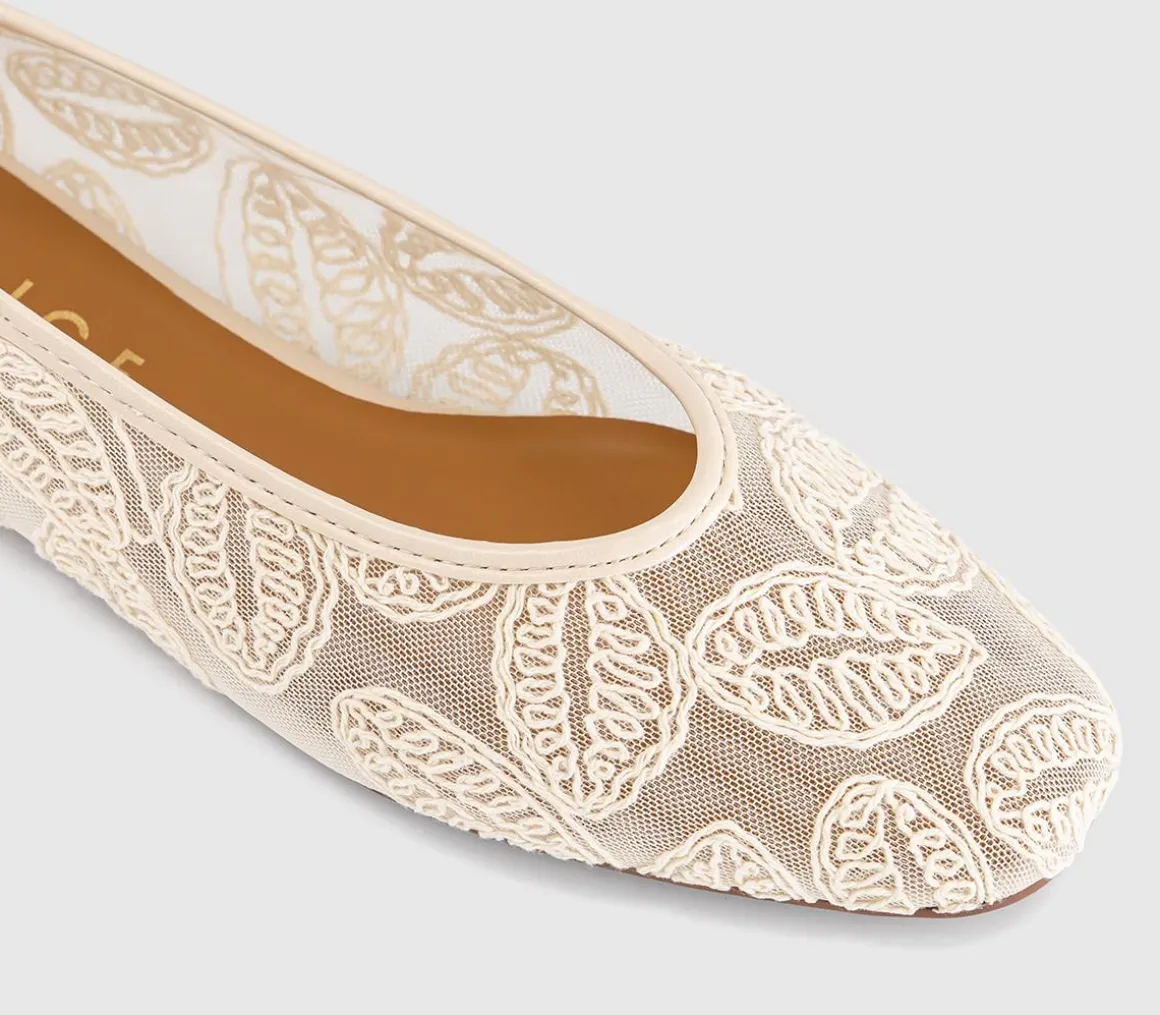 Foxglove Embroidered Leaf Print Ballet Pumps