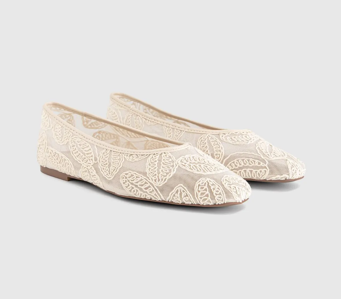 Foxglove Embroidered Leaf Print Ballet Pumps