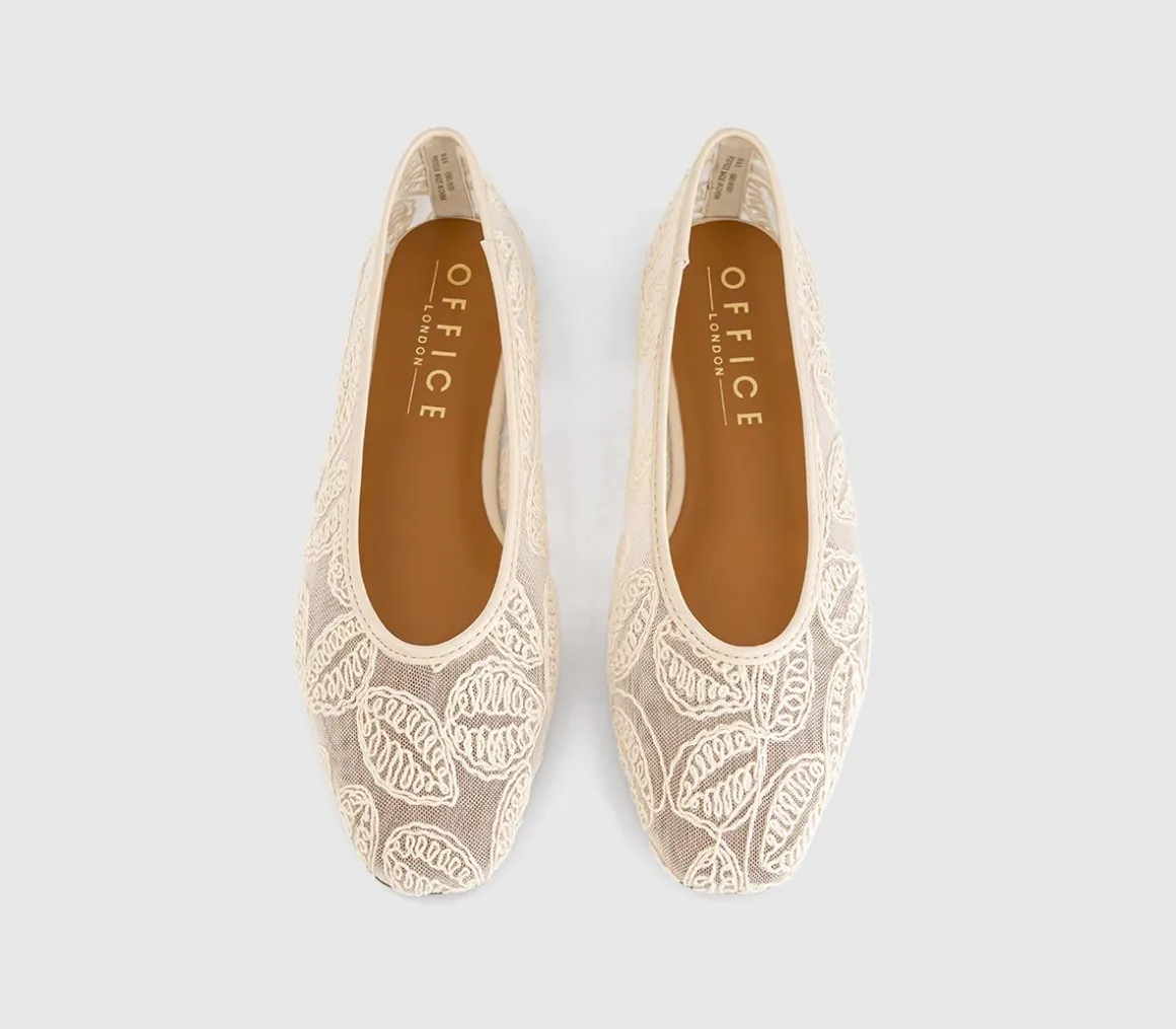 Foxglove Embroidered Leaf Print Ballet Pumps