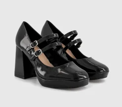 Heroic Double Strap Mary Jane Platform Heels