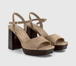 Hollie Two Part Platform Stack Heeled Sandals