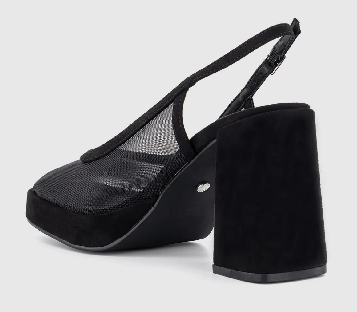Honest Mesh Platform Slingback Heels