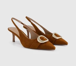 Maeva Buckle Trim Slingback Heels
