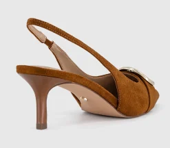 Maeva Buckle Trim Slingback Heels