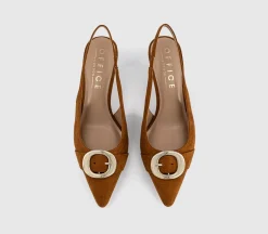 Maeva Buckle Trim Slingback Heels