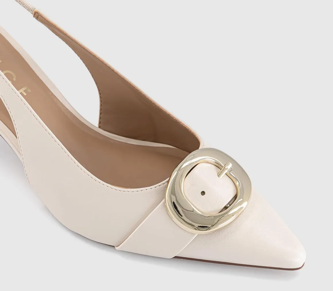 Maeva Buckle Trim Slingback Heels