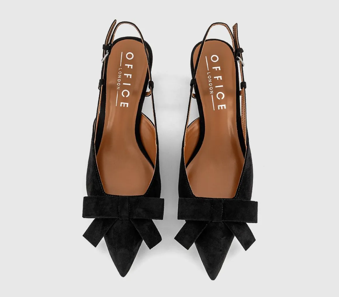 Magical Bow Trim Slingback Court Heels