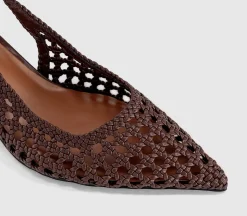 Malaga Basket Weave Slingback Kitten Heels