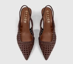 Malaga Basket Weave Slingback Kitten Heels