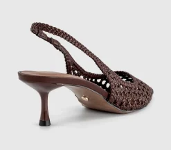 Malaga Basket Weave Slingback Kitten Heels