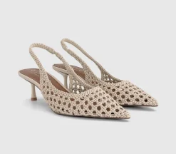 Malaga Basket Weave Slingback Kitten Heels
