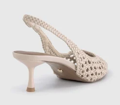 Malaga Basket Weave Slingback Kitten Heels