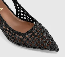 Malaga Basket Weave Slingback Kitten Heels