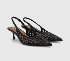 Malaga Basket Weave Slingback Kitten Heels
