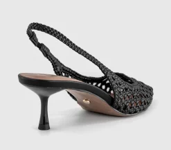 Malaga Basket Weave Slingback Kitten Heels