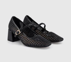 Mara Basket Weave Heeled Mary Janes