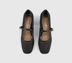 Mara Basket Weave Heeled Mary Janes